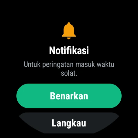 Real SolatTime screen on the watch: Allow notifications